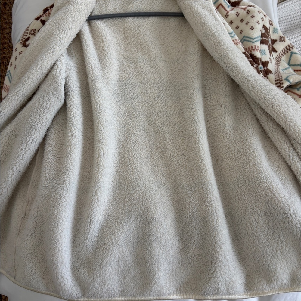 Steve Madden Women’s Sherpa Fleece Wrap Fairisle Print Hooded Jacket XL - Picture 4 of 8